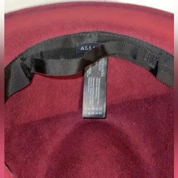 ALL SAINTS Designer Women’s Wool Logo Rivet Lux Fedora Wide Brim Hat - Picture 14 of 15